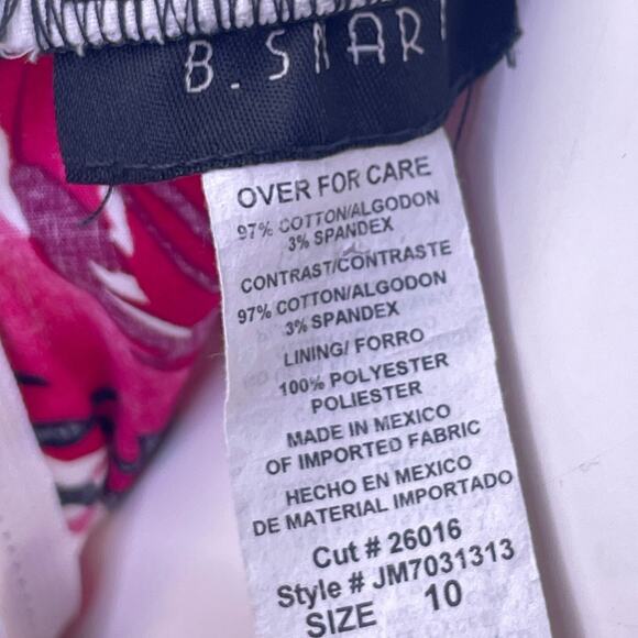 B Smart Womens White Floral Apron Midi Dress Rouched Top Pink Green Blk Bow S 10 - Picture 10 of 10